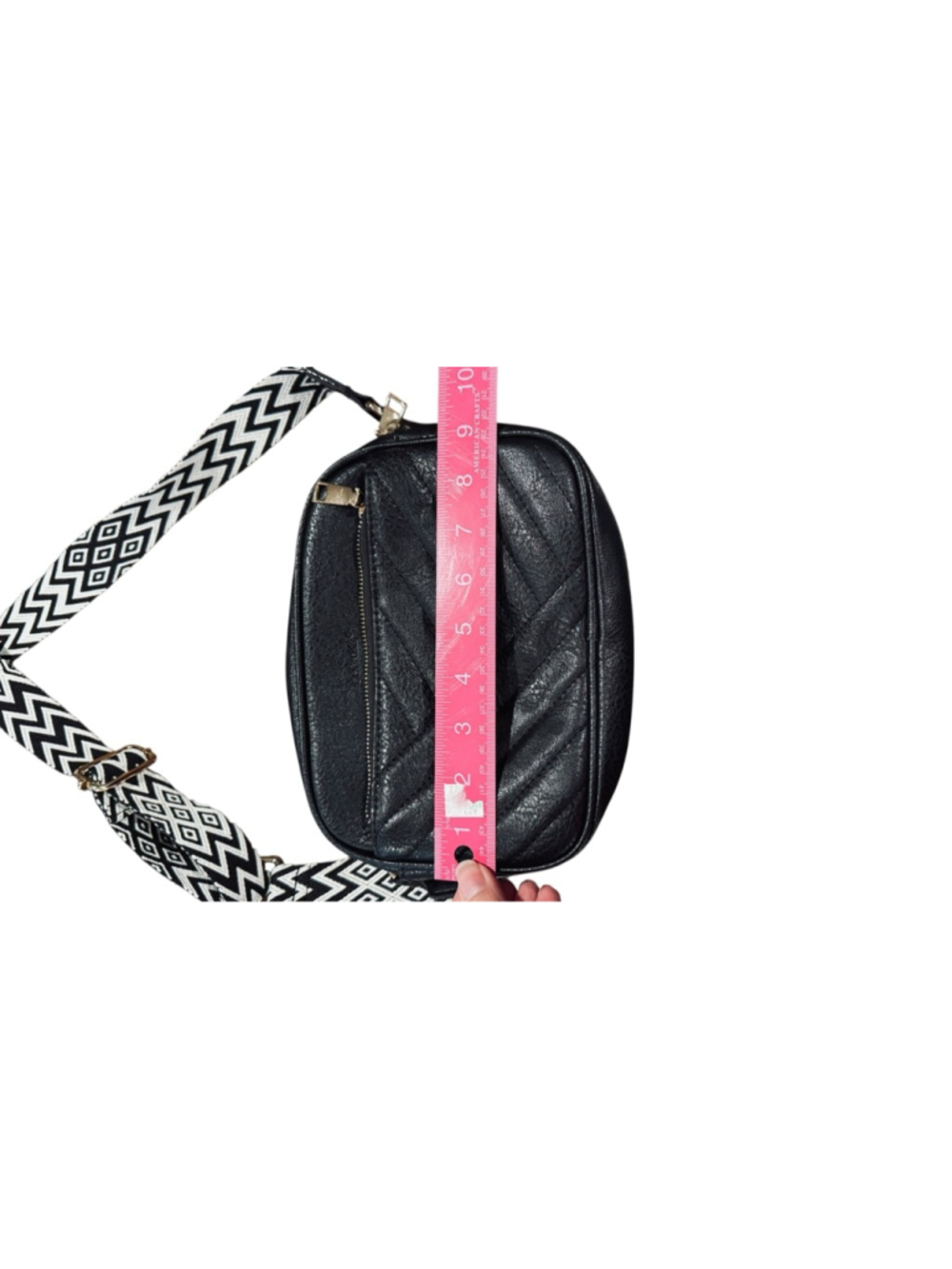 Women's Unbranded Black Crossbody Bag with White Strap, One Size - Picture 7 of 9